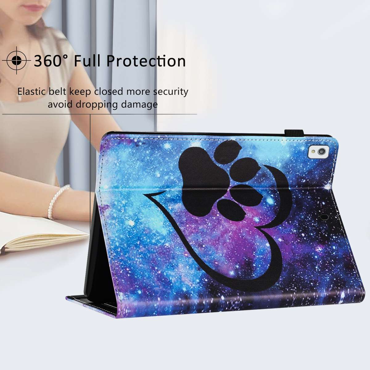 For iPad 10.5 2019 Sewing Litchi Texture Smart Leather Tablet Case(Footprint)