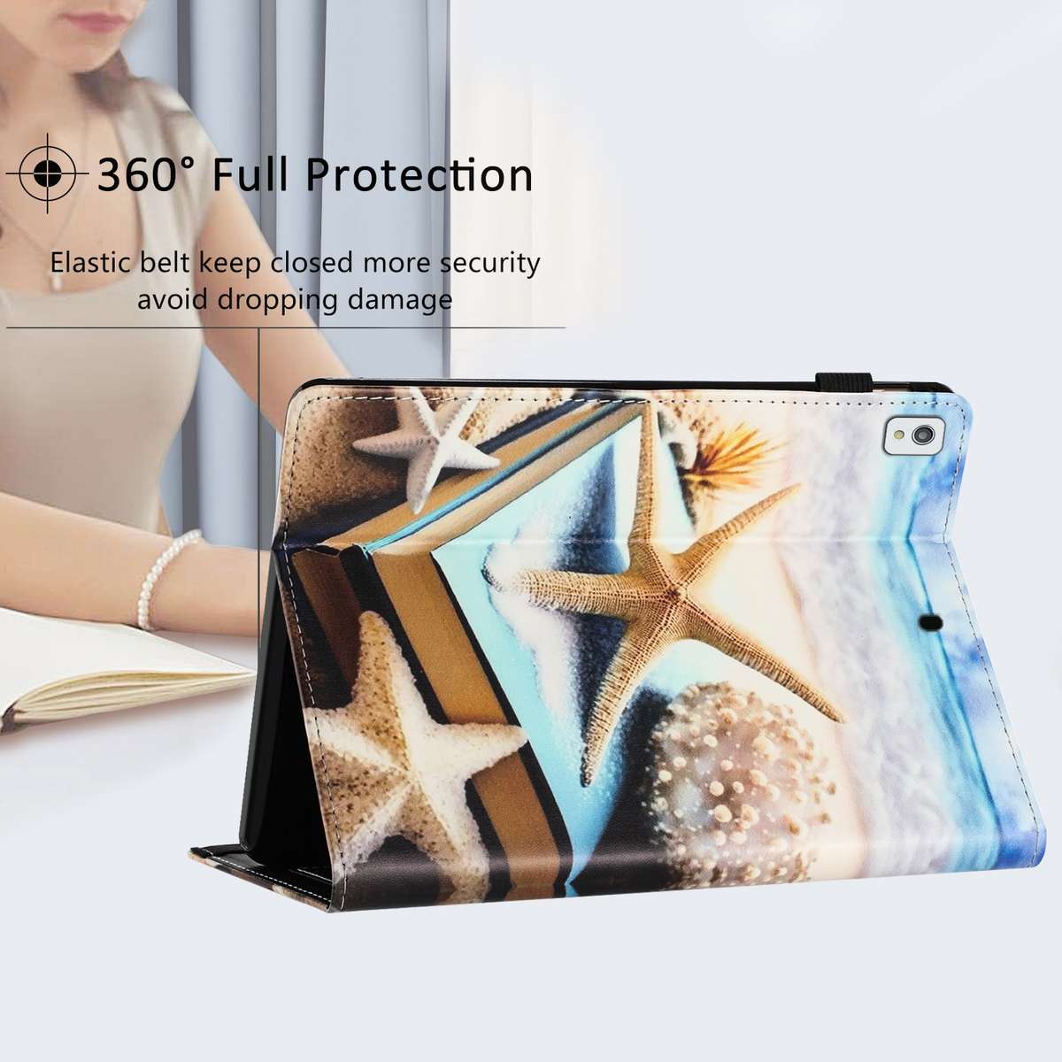 For iPad 10.5 2019 Sewing Litchi Texture Smart Leather Tablet Case(Starfish)