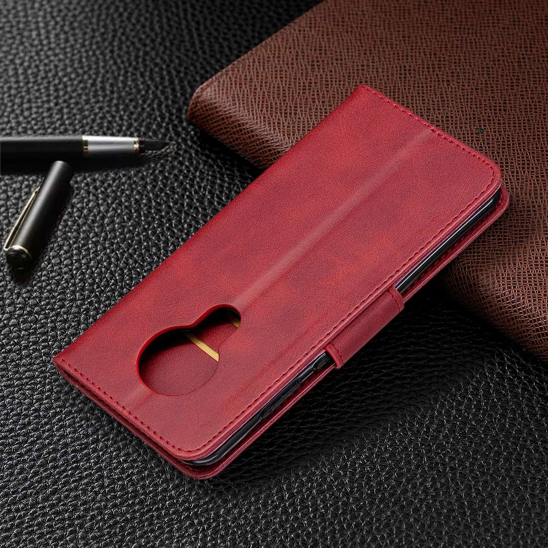For Nokia 5.3 Retro Lambskin Texture Pure Color Horizontal Flip PU Leather Case with Hol ... (Red)