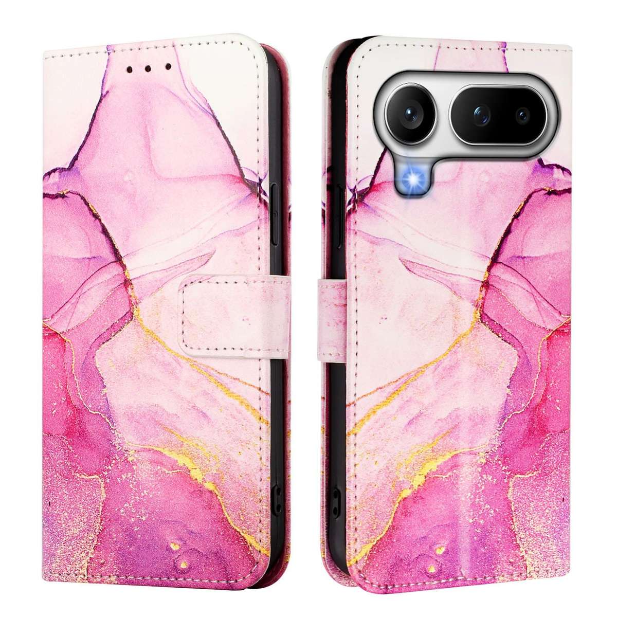 For Honor Magic8 Pro Air PT003 Marble Pattern Flip Leather Phone Case(Pink Purple Gold)