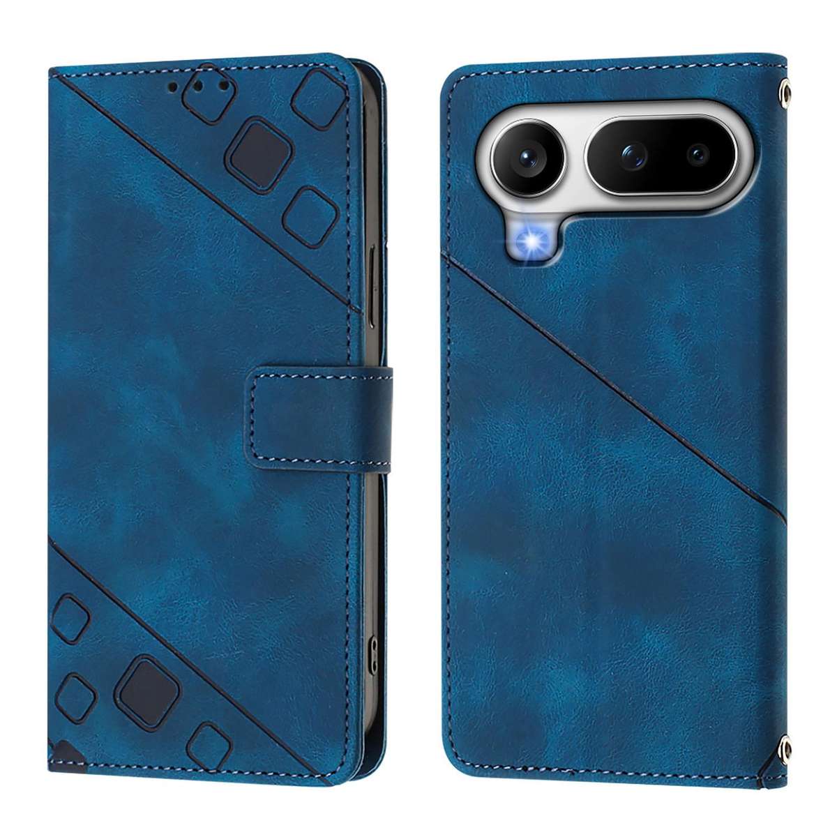 For Honor Magic8 Pro Air 5G Skin-feel Embossed Leather Phone Case(Blue)