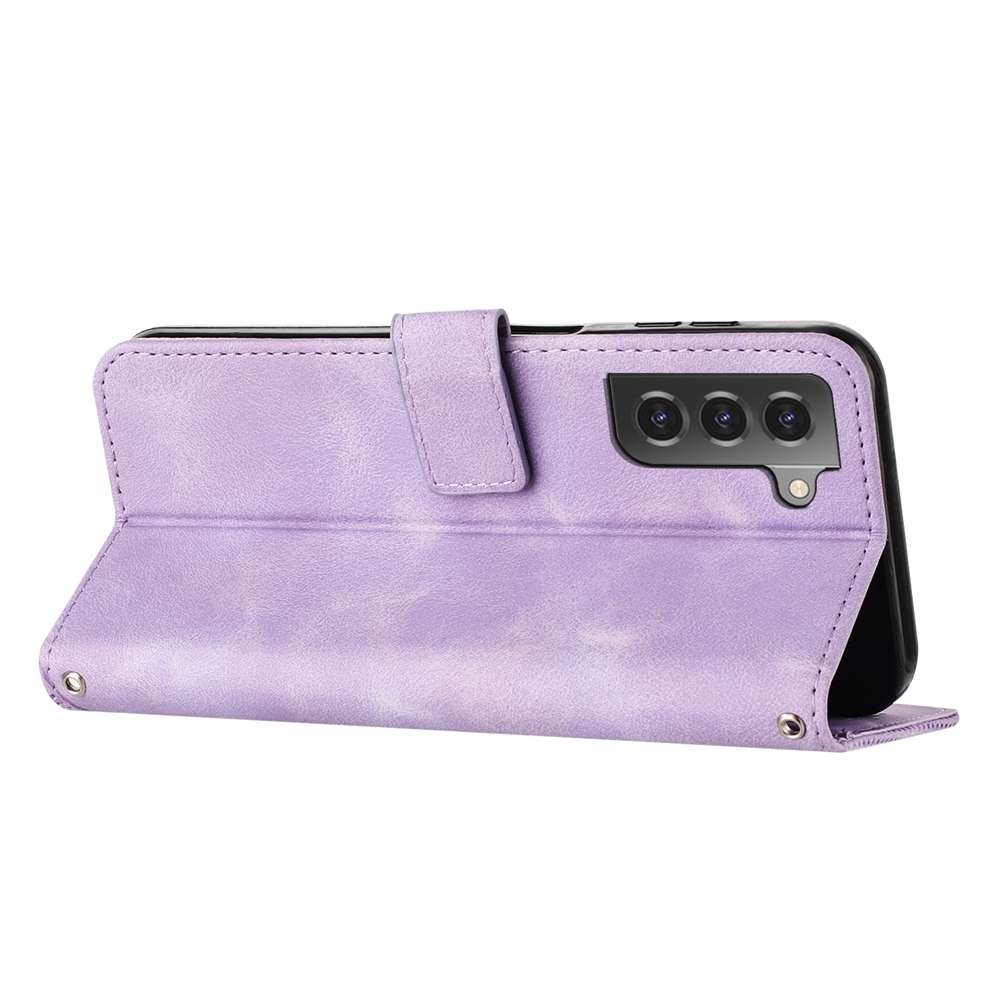 For Samsung Galaxy S21 5G Dream Triangle Leather Phone Case with Long Lanyard(Purple)