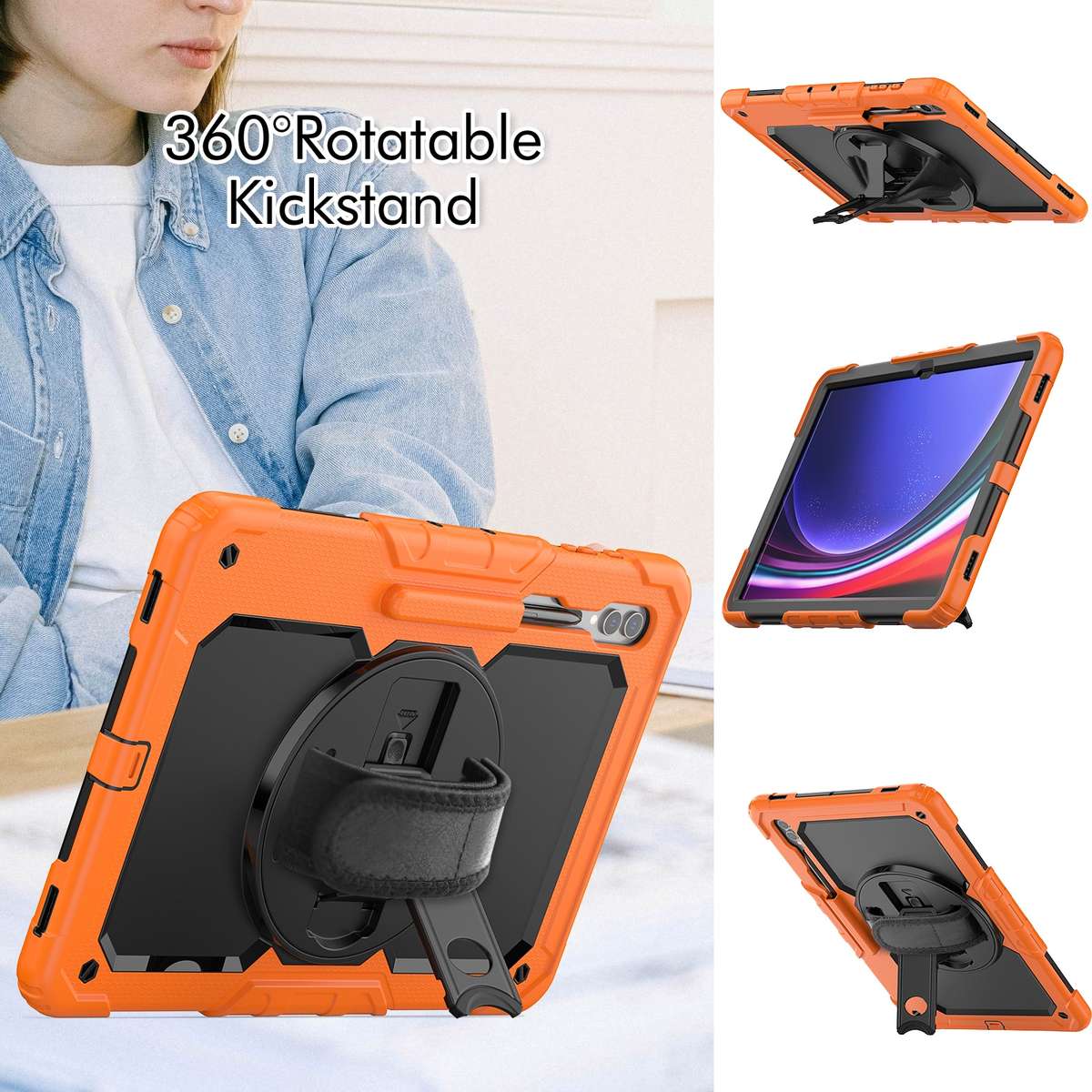For Samsung Galaxy Tab S9 Ultra / S8 Ultra Silicone + PC Tablet Case(Orange+Black)