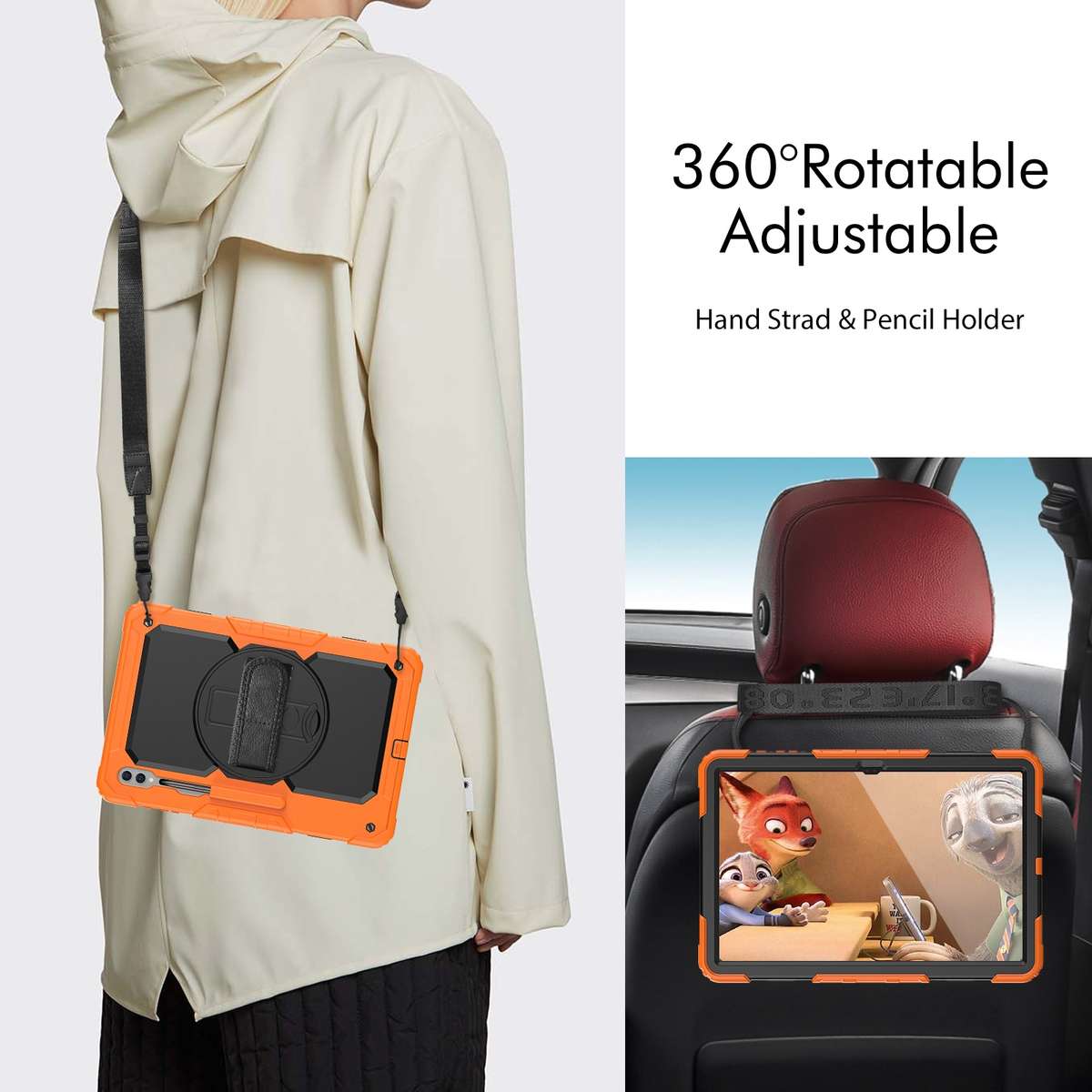 For Samsung Galaxy Tab S9 Ultra / S8 Ultra Silicone + PC Tablet Case(Orange+Black)