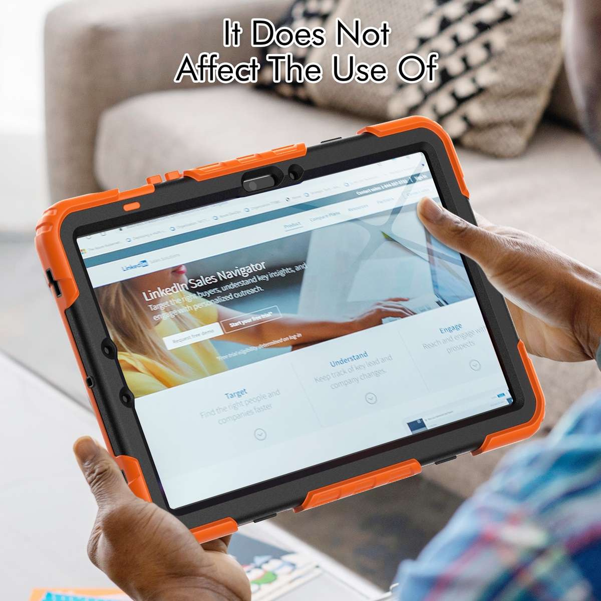 For Samsung Galaxy Tab S9 / S9 FE / S10 FE Lucky Wheel Grip Silicone Hybrid PC ... (Orange+Black)