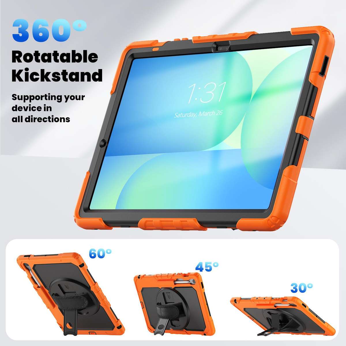 For Samsung Galaxy Tab S10 FE+ Lucky Wheel Grip Silicone Hybrid PC Tablet Case ... (Orange+Black)