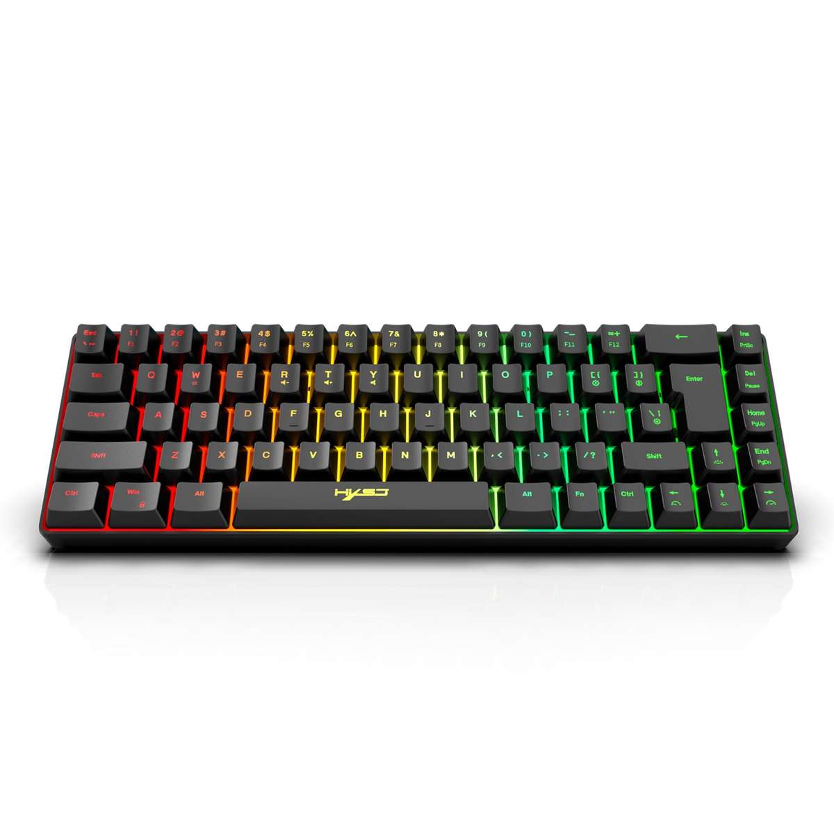 HXSJ V200 Wired RGB Backlit Mechanical Keyboard 68 Key Caps, Cable Length: 1.7m(Black)