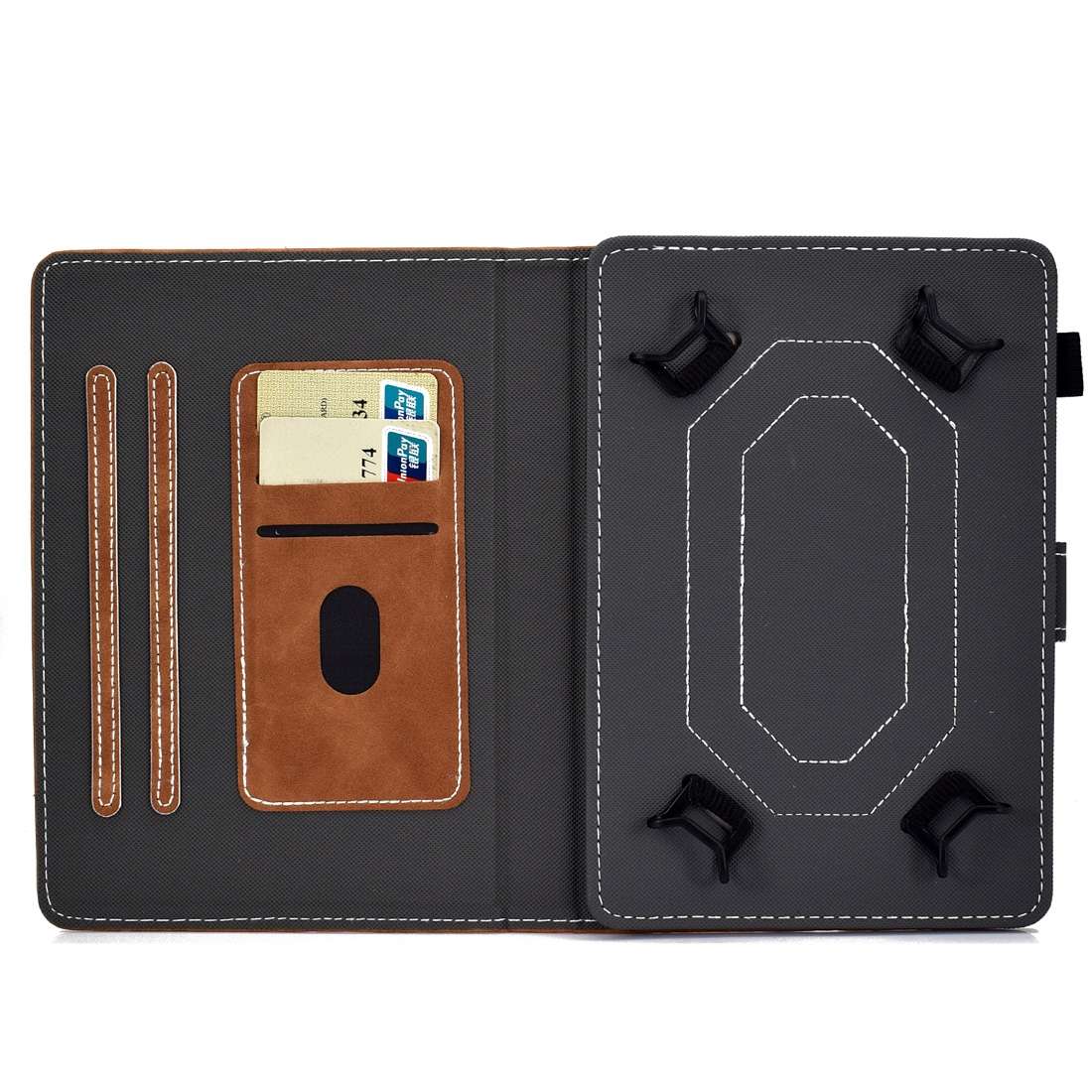 For 7 inch Tablet PC Universal Cowhide Texture Horizontal Flip Leather Case with Holde ... (Brown)
