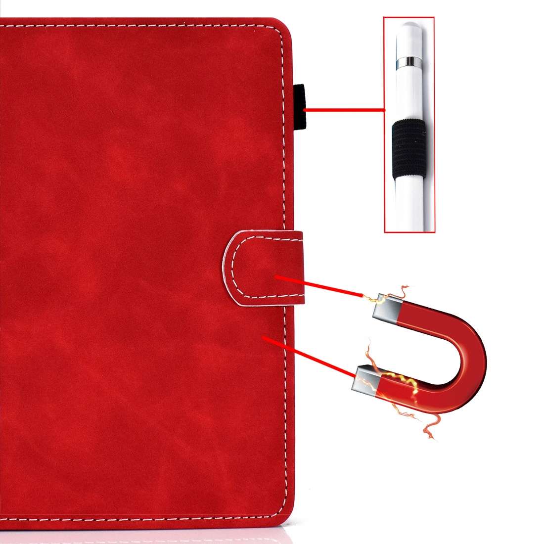For 7 inch Tablet PC Universal Cowhide Texture Horizontal Flip Leather Case with Holder ... (Red)