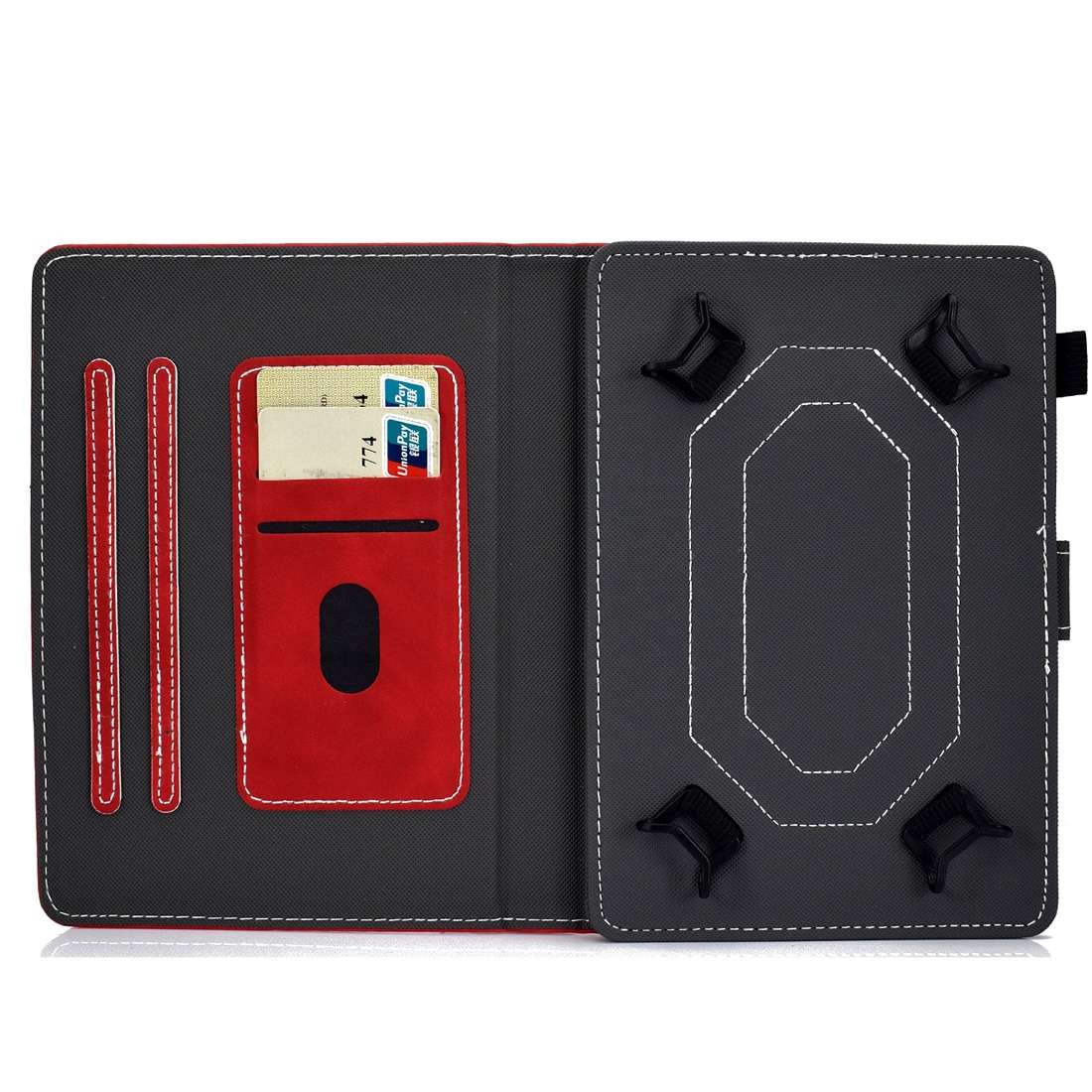 For 7 inch Tablet PC Universal Cowhide Texture Horizontal Flip Leather Case with Holder ... (Red)