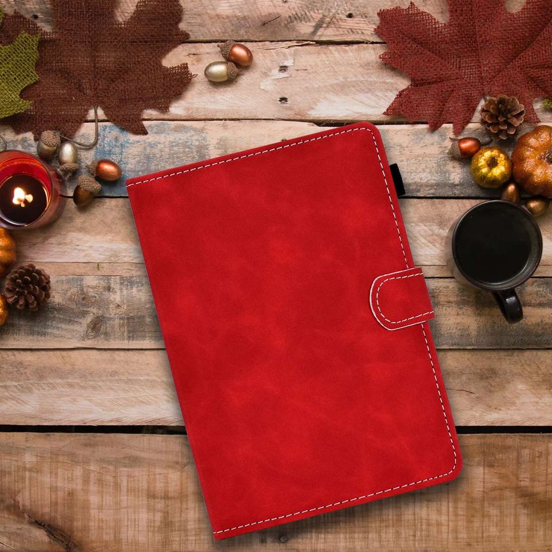 For 7 inch Tablet PC Universal Cowhide Texture Horizontal Flip Leather Case with Holder ... (Red)
