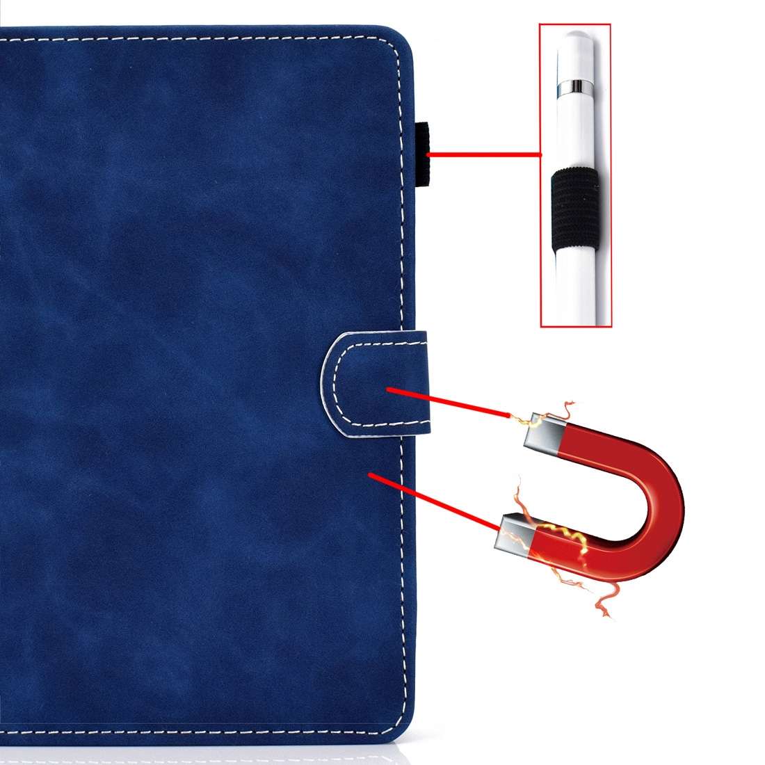For 7 inch Tablet PC Universal Cowhide Texture Horizontal Flip Leather Case with Holder ... (Blue)
