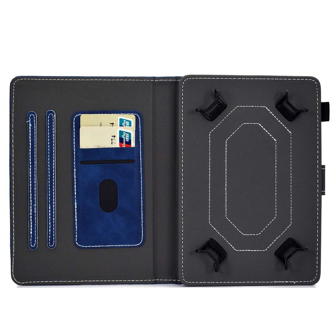 For 7 inch Tablet PC Universal Cowhide Texture Horizontal Flip Leather Case with Holder ... (Blue)