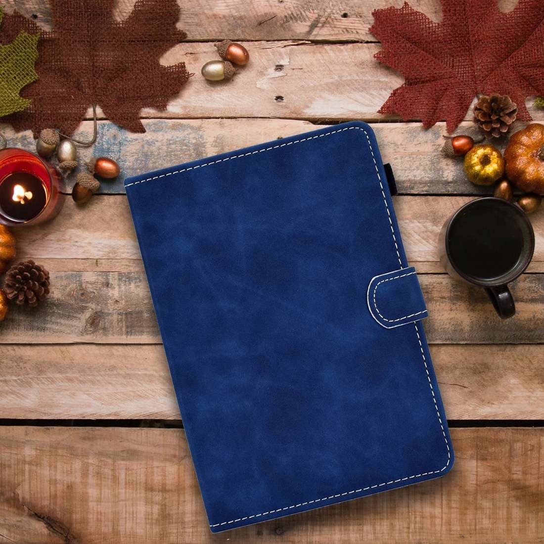 For 7 inch Tablet PC Universal Cowhide Texture Horizontal Flip Leather Case with Holder ... (Blue)