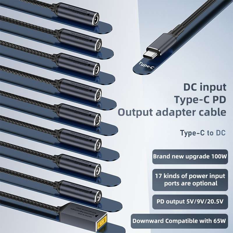 DC 5.5 x 2.5mm to USB-C / Type-C Male 100W Computer Charging Adapter Connector