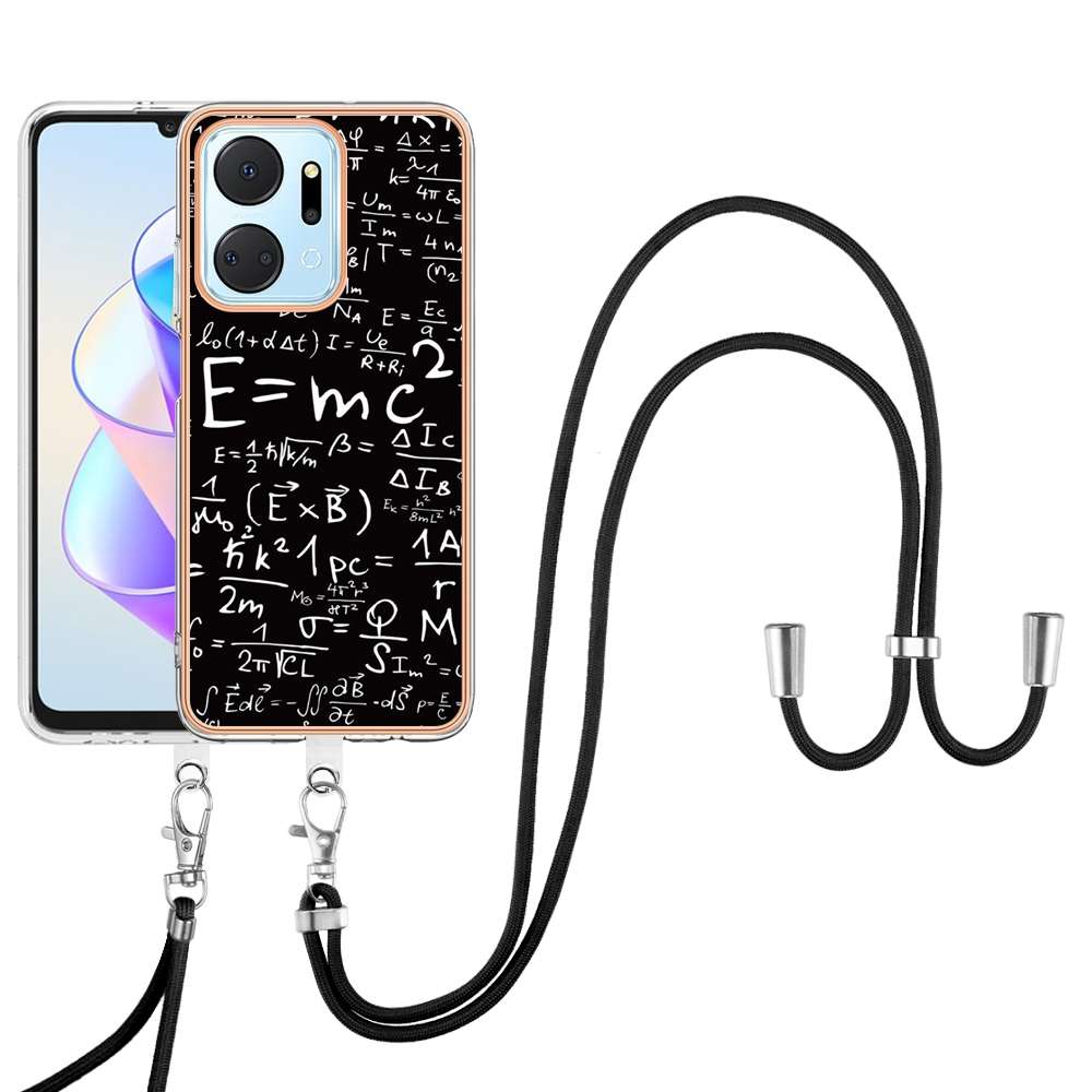 For Honor X7a Electroplating Dual-side IMD Phone Case with Lanyard(Smile)