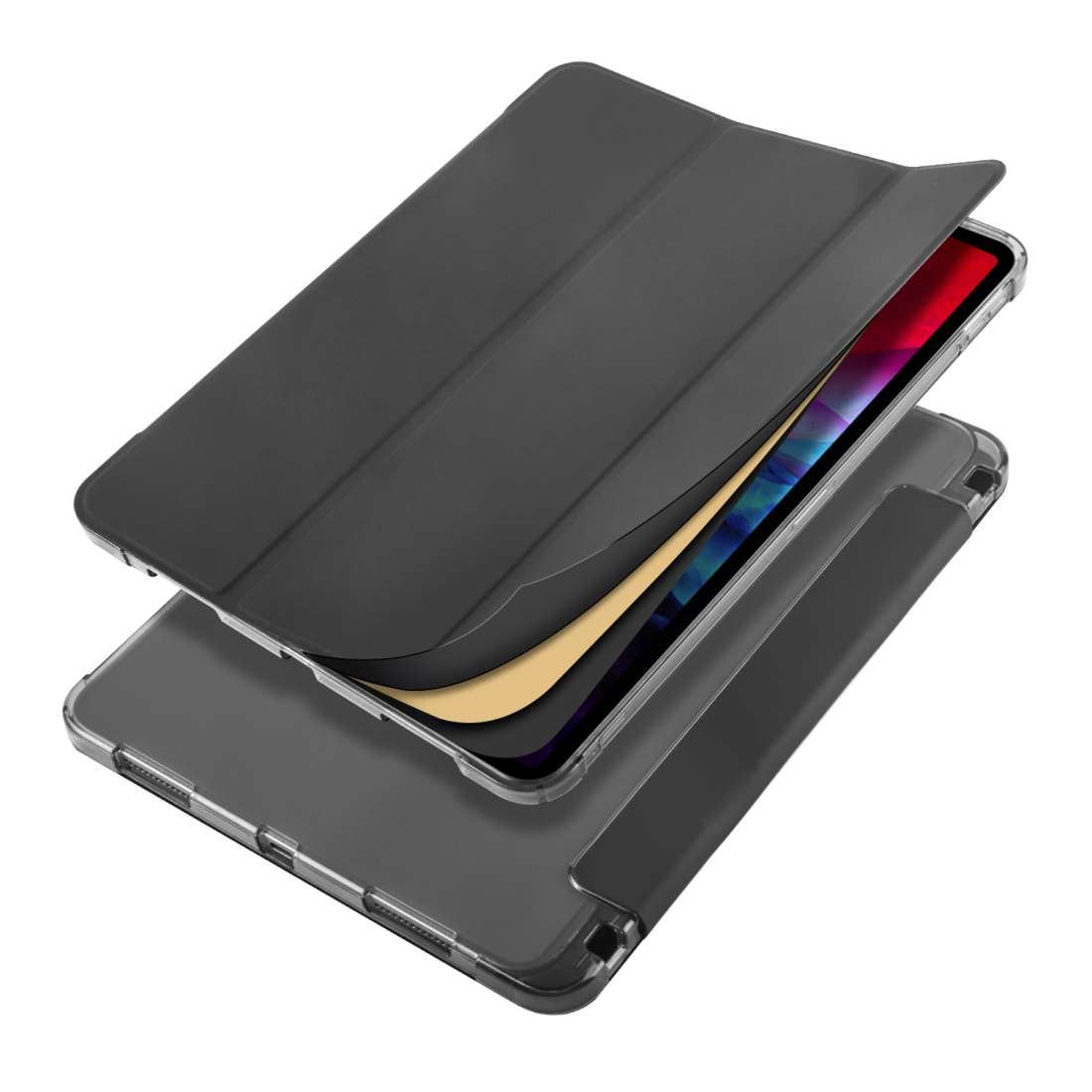 For iPad Pro 11 (2020) / iPad Pro 11(2018) 3-folding Horizontal Flip PU Leather + Shoc ... (Black)