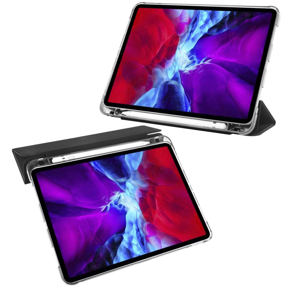 For iPad Pro 11 (2020) / iPad Pro 11(2018) 3-folding Horizontal Flip PU Leather + Shoc ... (Black)