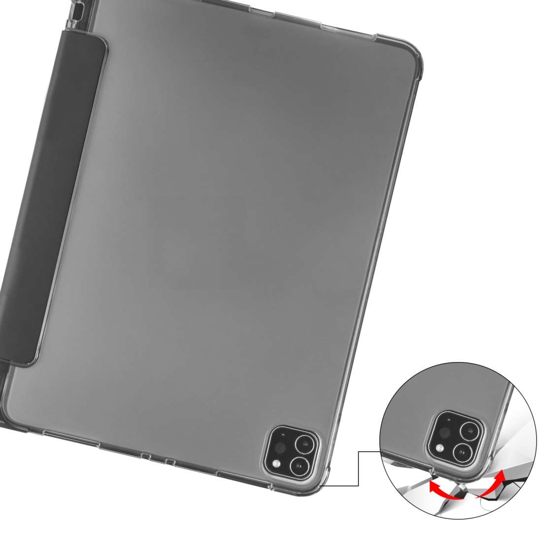 For iPad Pro 11 (2020) / iPad Pro 11(2018) 3-folding Horizontal Flip PU Leather + Shoc ... (Black)