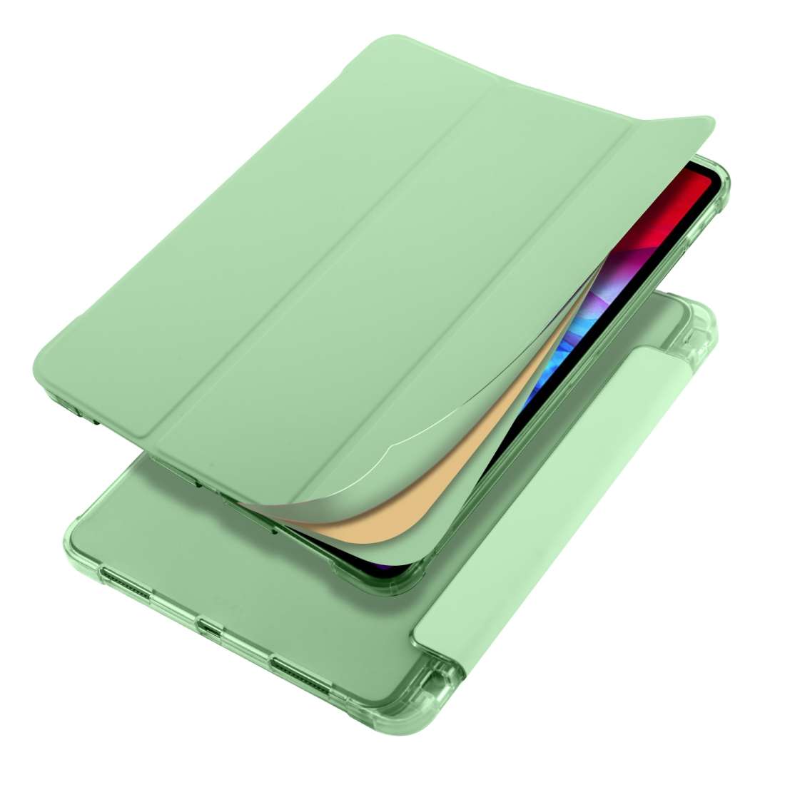 For iPad Pro 11 (2020) / iPad Pro 11(2018) 3-folding Horizontal Flip PU Leather ... (Matcha Green)