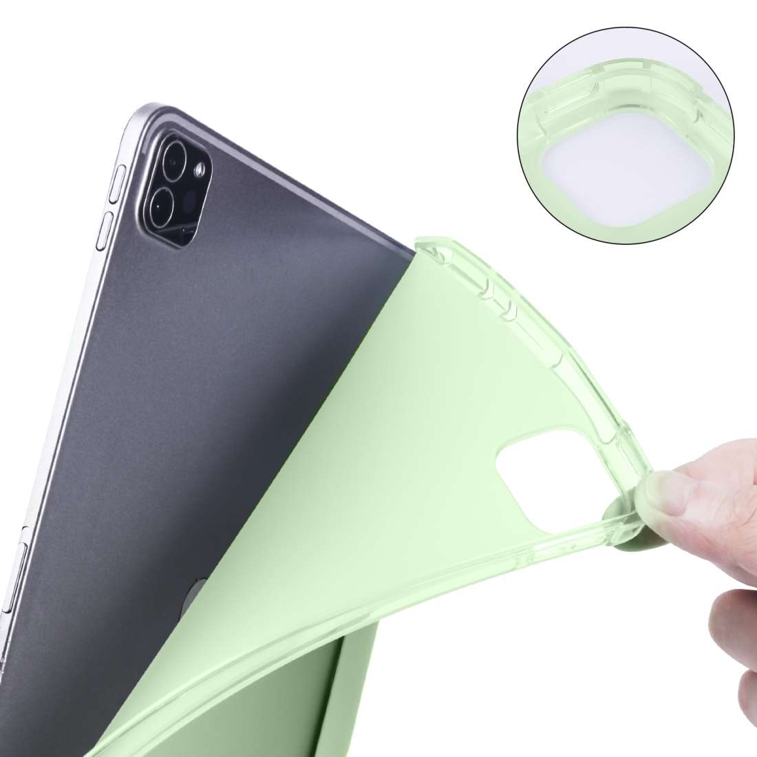 For iPad Pro 11 (2020) / iPad Pro 11(2018) 3-folding Horizontal Flip PU Leather ... (Matcha Green)