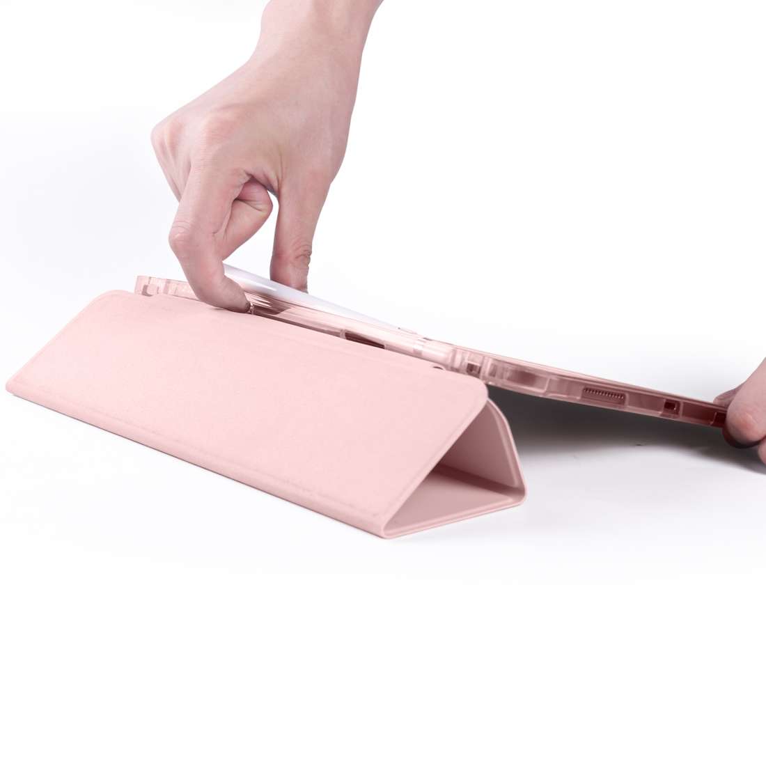 For iPad Pro 11 (2020) / iPad Pro 11(2018) 3-folding Horizontal Flip PU Leather + Shock ... (Pink)