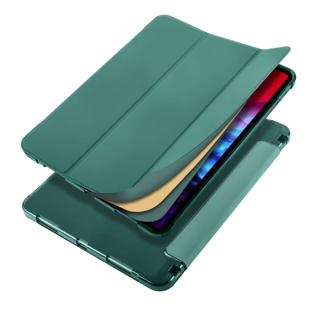 For iPad Pro 11 (2020) / iPad Pro 11(2018) 3-folding Horizontal Flip PU Leather + ... (Pine Green)