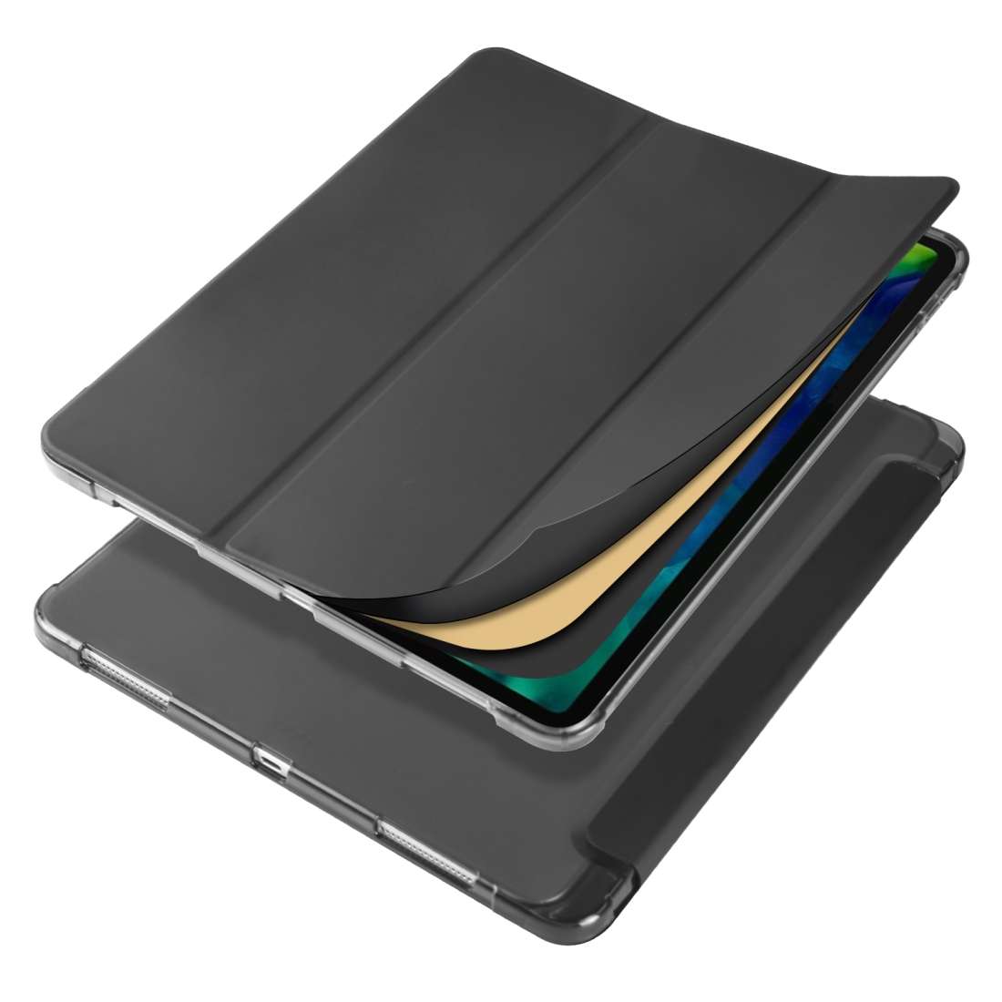 For iPad Air 13 2025 / 2024 / iPad Pro 12.9 (2020) / iPad Pro 12.9(2018) 3-folding Hor ... (Black)