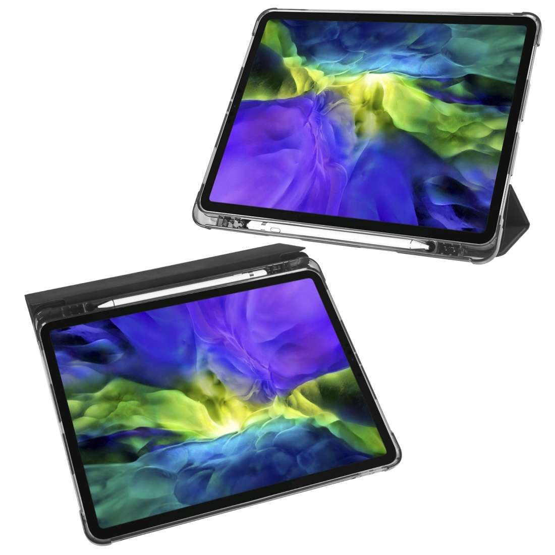 For iPad Air 13 2025 / 2024 / iPad Pro 12.9 (2020) / iPad Pro 12.9(2018) 3-folding Hor ... (Black)