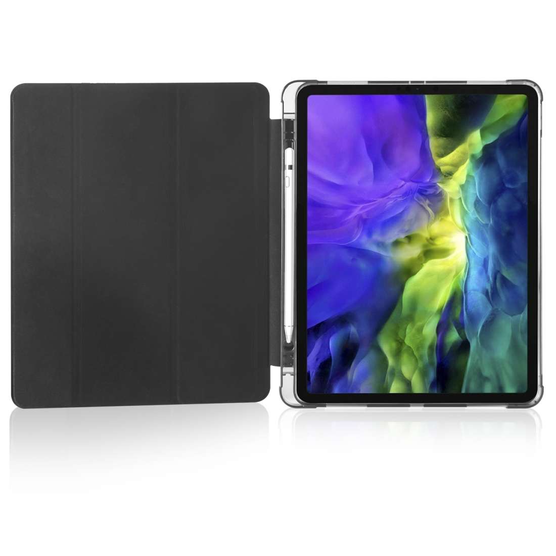For iPad Air 13 2025 / 2024 / iPad Pro 12.9 (2020) / iPad Pro 12.9(2018) 3-folding Hor ... (Black)