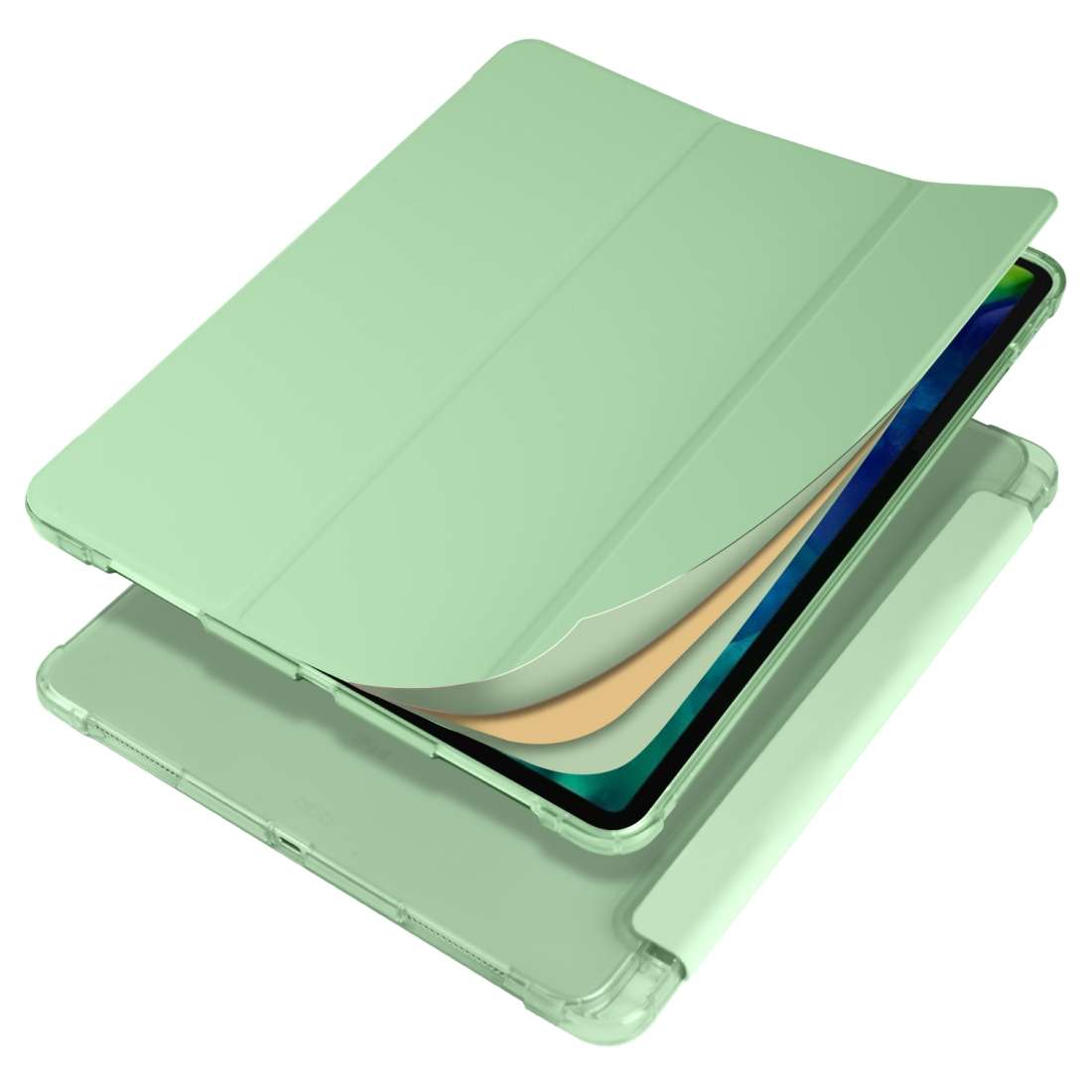 For iPad Air 13 2025 / 2024 / iPad Pro 12.9 (2020) / iPad Pro 12.9(2018) 3-fold ... (Matcha Green)