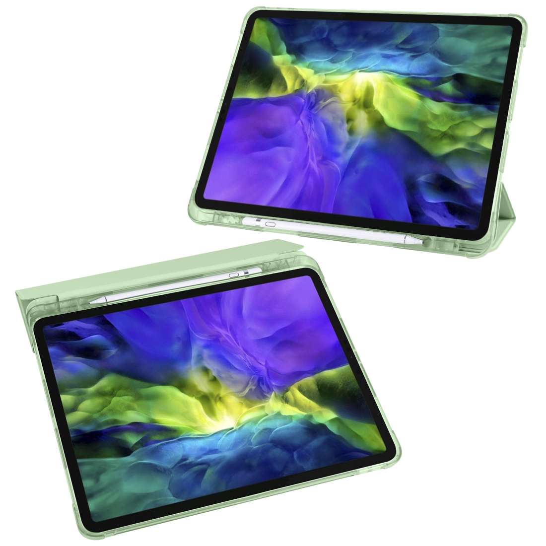 For iPad Air 13 2025 / 2024 / iPad Pro 12.9 (2020) / iPad Pro 12.9(2018) 3-fold ... (Matcha Green)