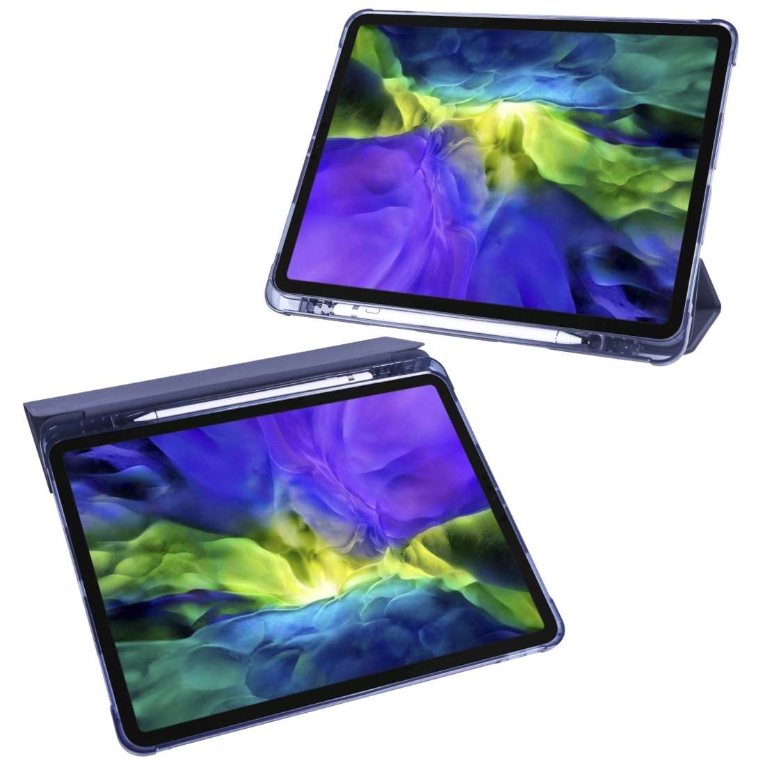 For iPad Air 13 2025 / 2024 / iPad Pro 12.9 (2020) / iPad Pro 12.9(2018) 3-folding ... (Dark Blue)