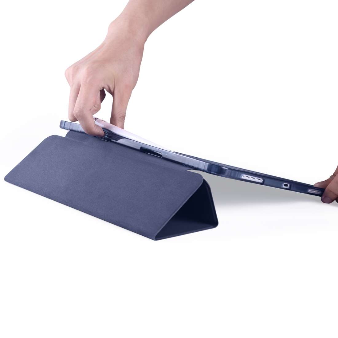 For iPad Air 13 2025 / 2024 / iPad Pro 12.9 (2020) / iPad Pro 12.9(2018) 3-folding ... (Dark Blue)