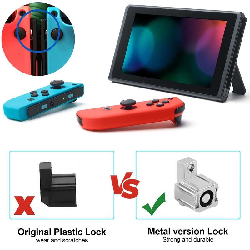 For Switch JoyCon Handle Metal Lock Replacement Parts, Spec:5 in 1 Lock Set Silver