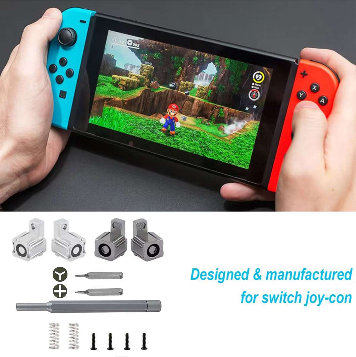 For Switch JoyCon Handle Metal Lock Replacement Parts, Spec:16 in 1 Lock Set Silver
