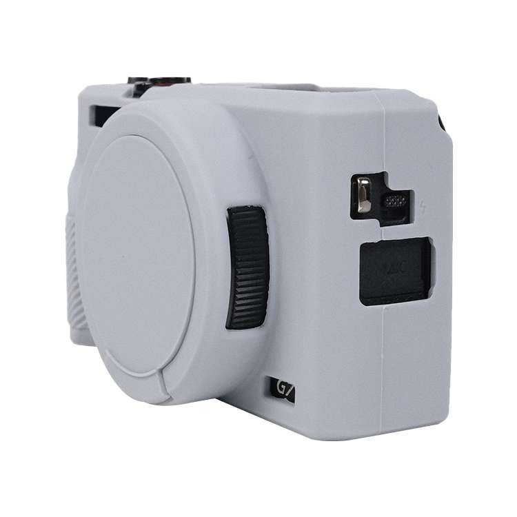 For Canon PowerShot G7 X Mark III / G7X3 Soft Silicone Protective Case with Lens Cover(Grey)
