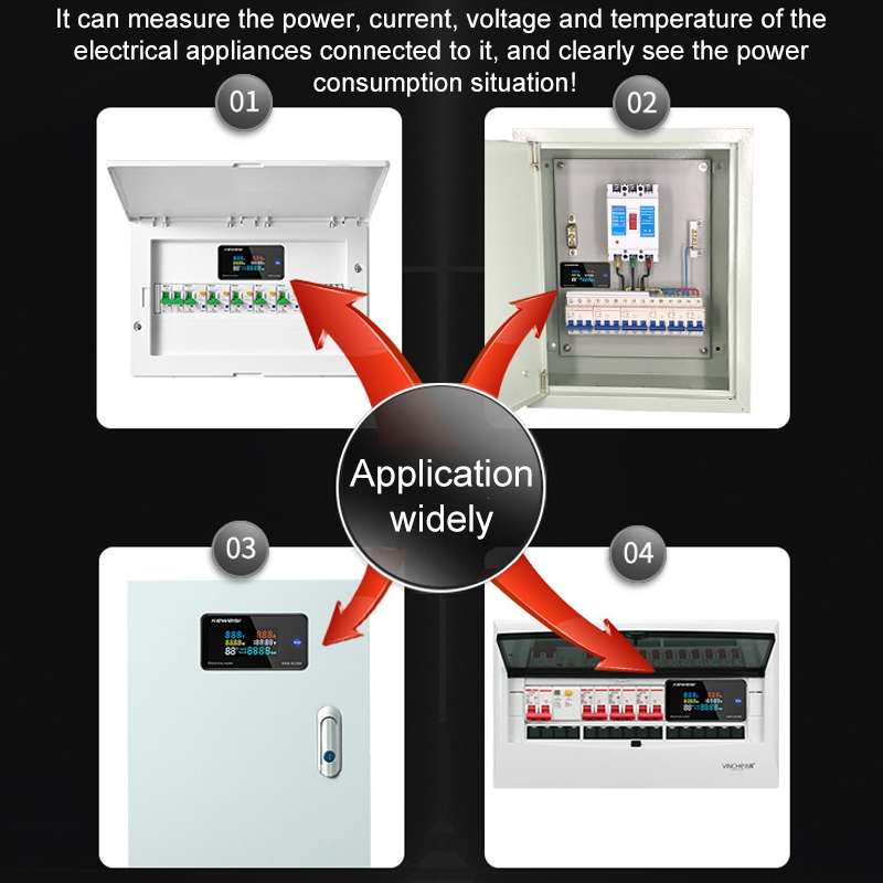 KWS-AC300-100A 50-300V AC Digital Current Voltmeter with Opening Transformer(Black)