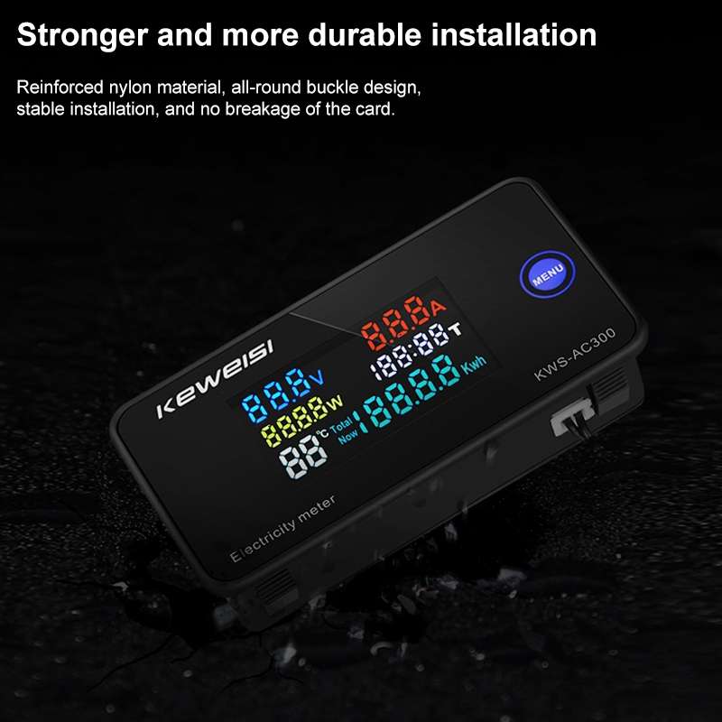 KWS-AC300-100A 50-300V AC Digital Current Voltmeter with Opening Transformer(Black)