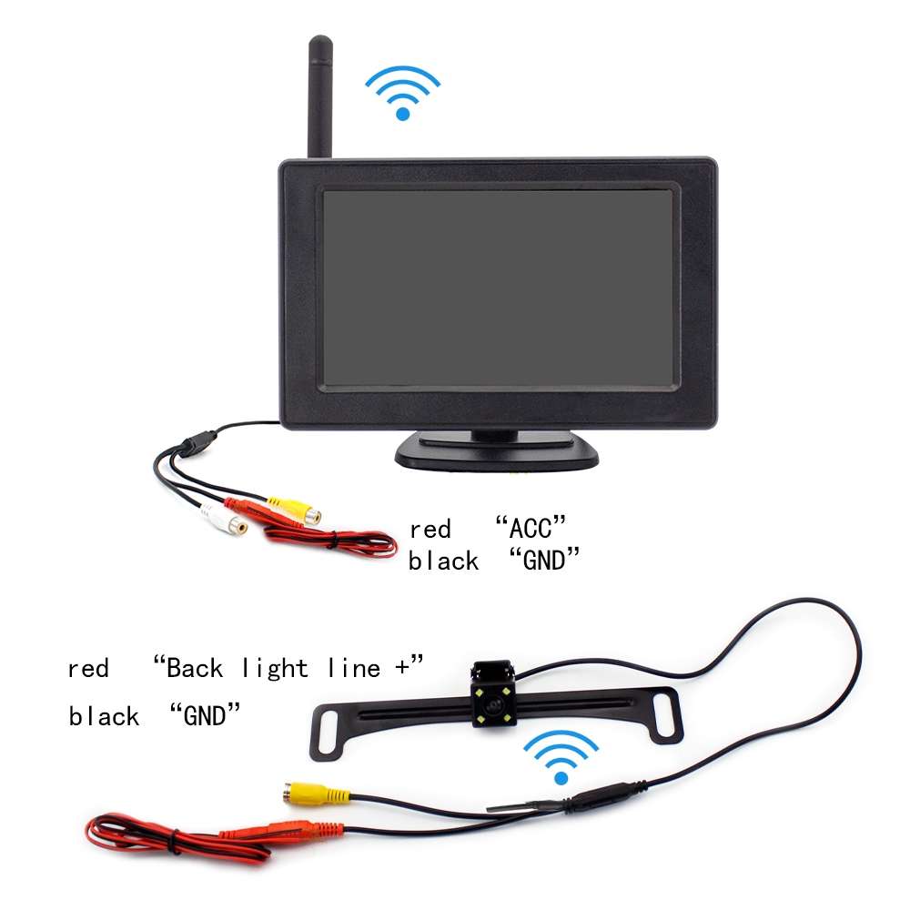 PZ703 422A-W Car 4.3 inch Desktop Rearview Monitor Built-in Wireless Reversing Image