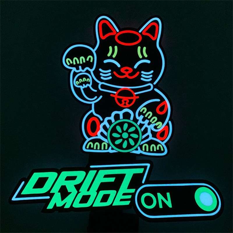 EL Luminous Car Stickers Cold Light Car Stickers Car Luminous Pattern Decoration(BYE BYE)