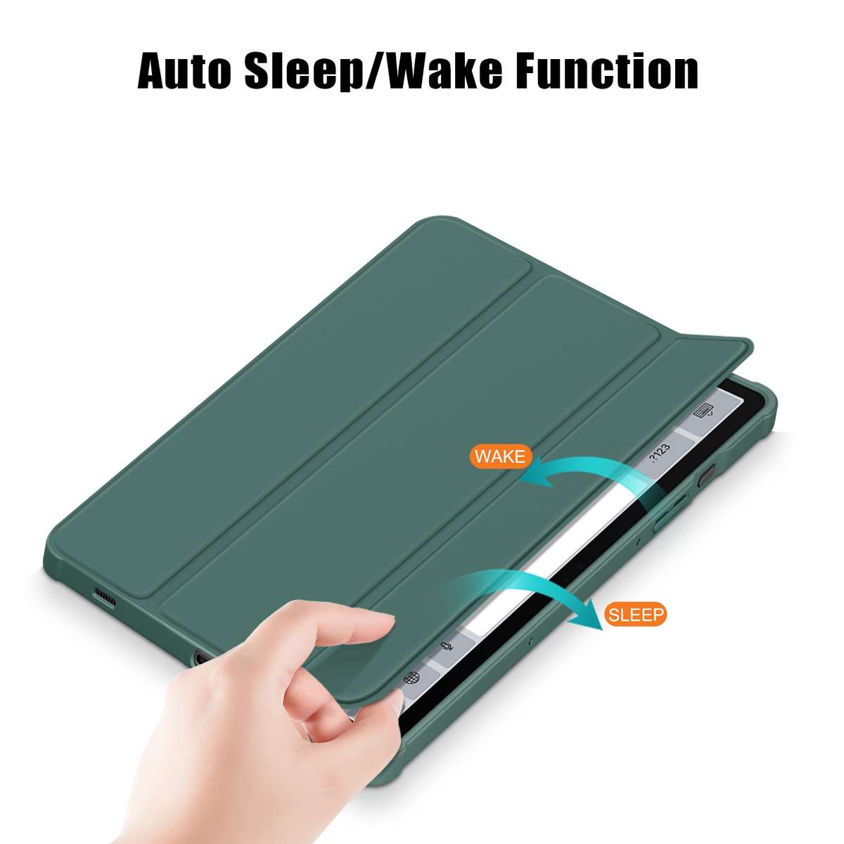 For Samsung Galaxy Tab S9 Acrylic 3-folding Smart Leather Tablet Case(Deep Green)