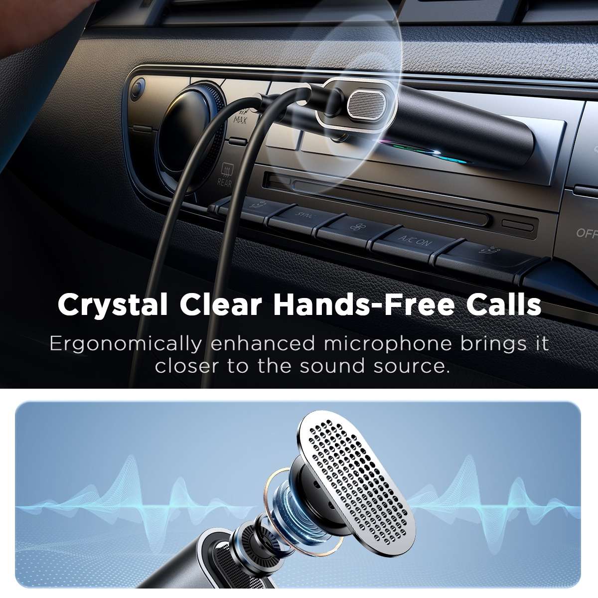 JOYROOM JR-CB7 Car-B Series Car Bluetooth 5.3 Wireless Receiver AUX Adapter Suppor ... (Dark Gray)
