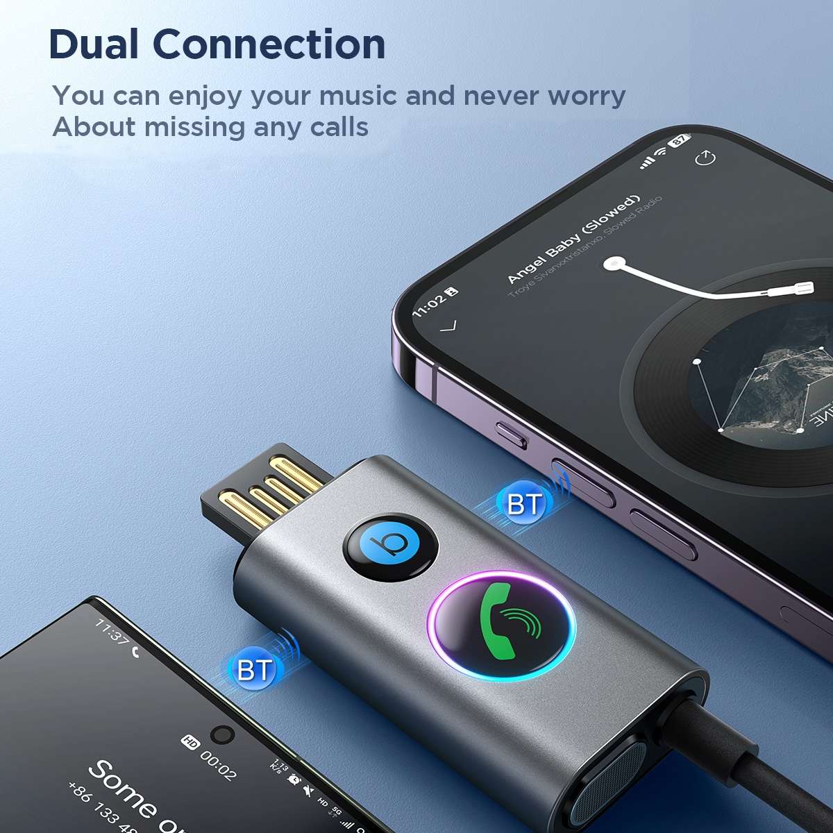 JOYROOM JR-CB7 Car-B Series Car Bluetooth 5.3 Wireless Receiver AUX Adapter Suppor ... (Dark Gray)