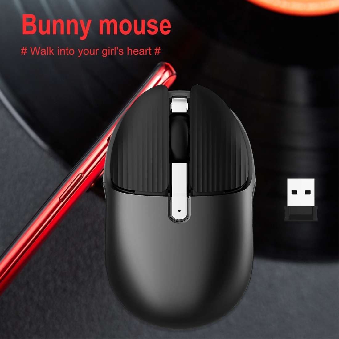 HXSJ M106 2.4GHZ 1600dpi Single-mode Wireless Mouse USB Rechargeable(Red)