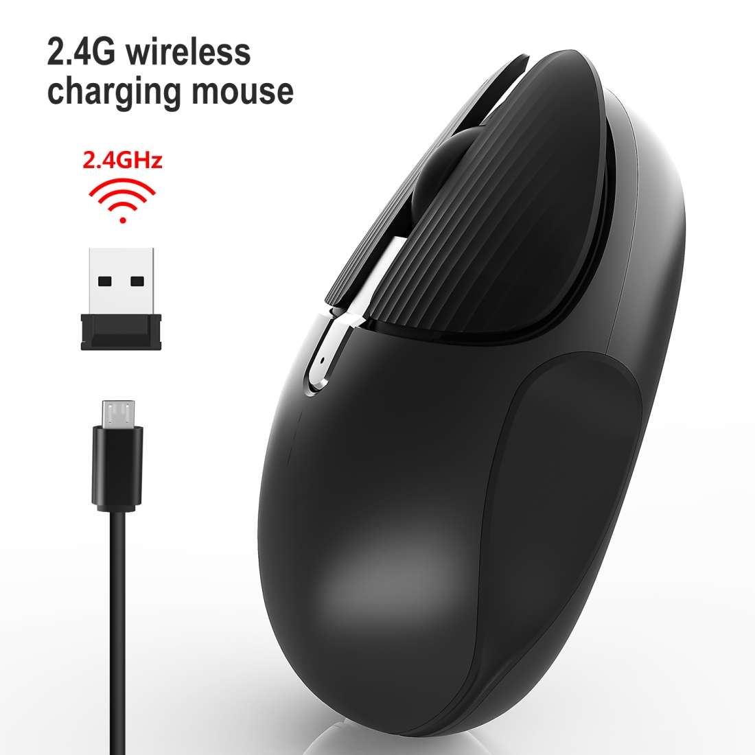 HXSJ M106 2.4GHZ 1600dpi Single-mode Wireless Mouse USB Rechargeable(Red)