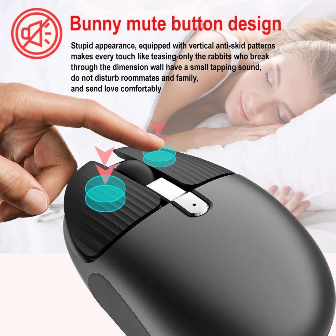 HXSJ M106 2.4GHZ 1600dpi Single-mode Wireless Mouse USB Rechargeable(Red)