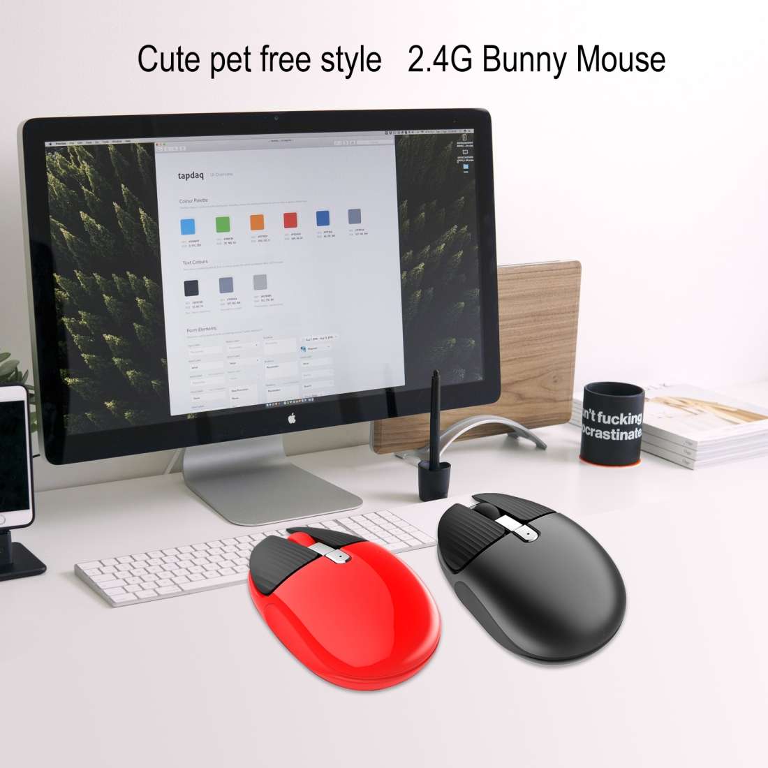 HXSJ M106 2.4GHZ 1600dpi Single-mode Wireless Mouse USB Rechargeable(Red)