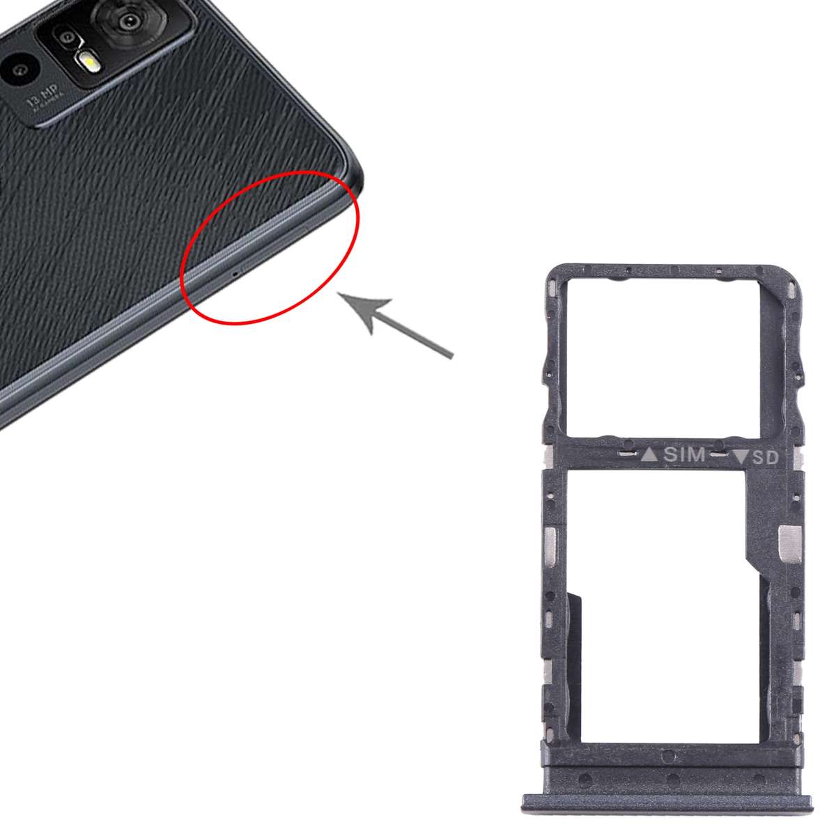 For TCL 40 XE Original SIM + Micro SD Card Tray(Purple)