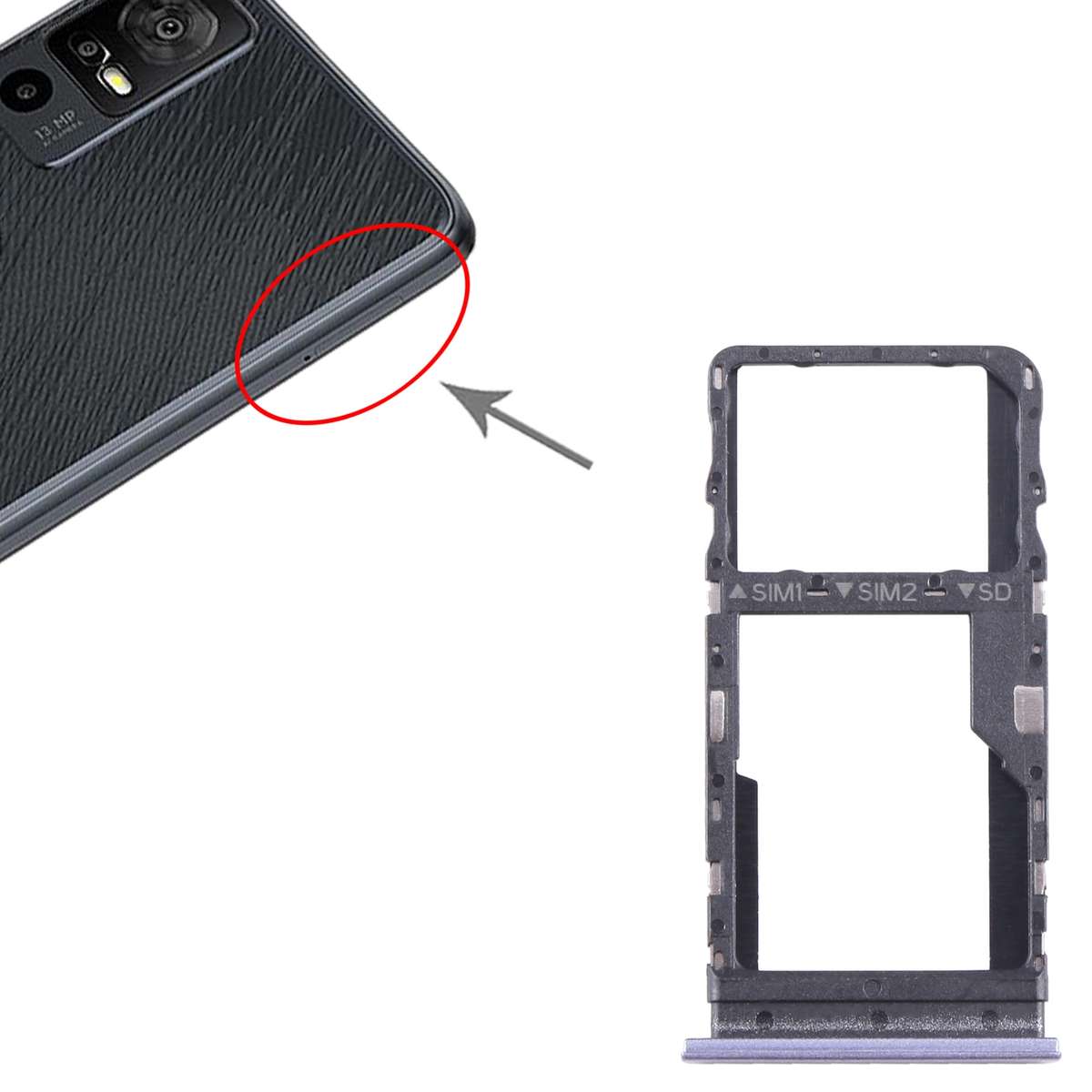 For TCL 40 XE Original SIM + Micro SD Card Tray(Purple)